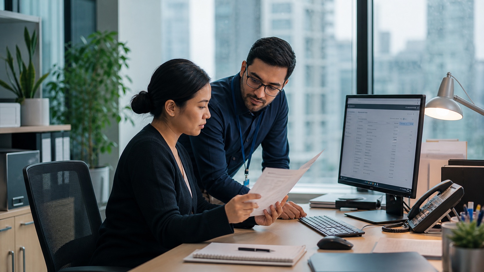 Administrative staff reviewing a document intake workflow in a Vancouver office